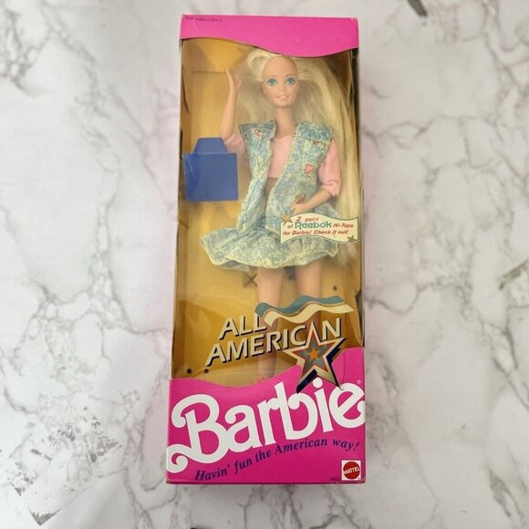 Vintage 1990All American Blonde Barbie Doll Denim Mattel Reebok Shoes Incomplete - Picture 3 of 5
